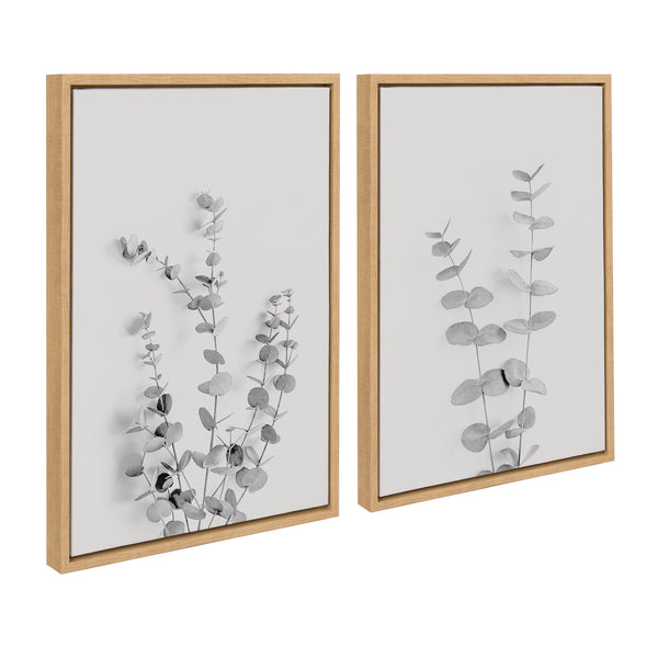 kate & laurel Sylvie Neutral Botanical 3 and 4 Soft White Framed Canvas by The Creative Bunch Studio