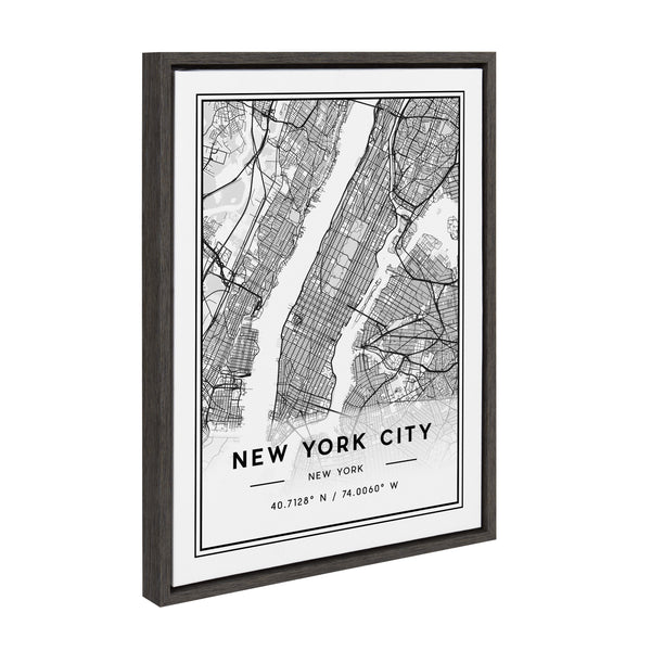 Kate & Laurel Sylvie New York City Map Framed Canvas By Jake Goossen