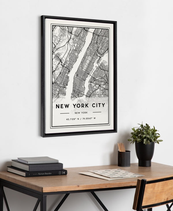 Kate & Laurel Sylvie New York City Map Framed Canvas By Jake Goossen