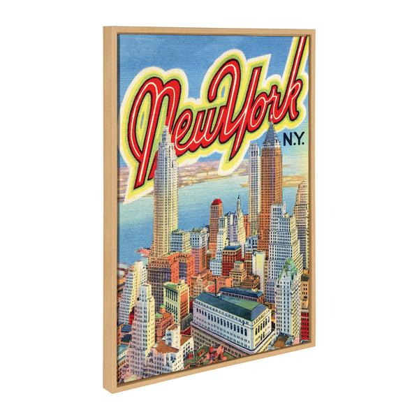 Kate & Laurel Sylvie New York NY Vintage Travel Postcard Framed Canvas By Corinna Buchholz Of Piddix