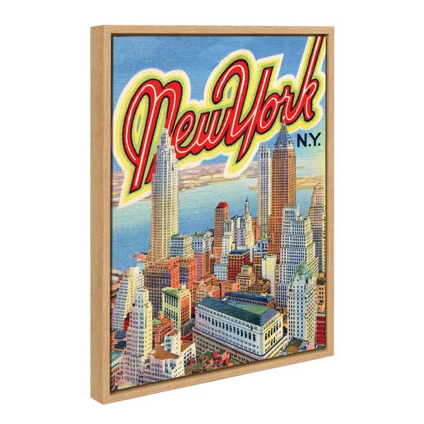 kate & laurel Sylvie New York NY Vintage Travel Postcard Framed Canvas by Corinna Buchholz of Piddix