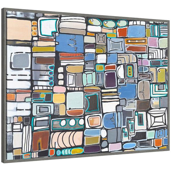 kate & laurel Sylvie Newsprint Horizontal Framed Canvas by Leah Nadeau
