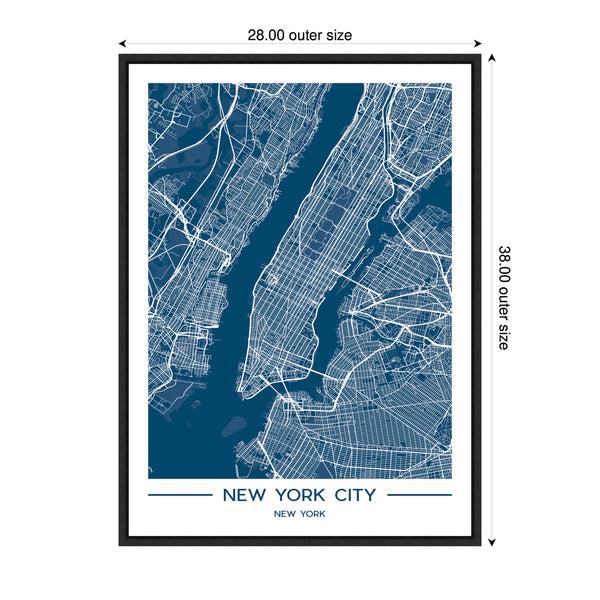 Kate & Laurel Sylvie NYC Blue Color Map Framed Canvas By Jake Goossen