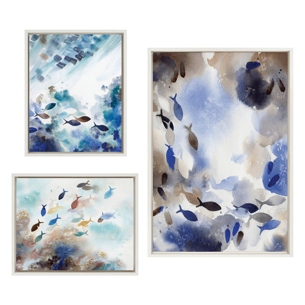Kate & Laurel Sylvie Obstacles Adventure And Nourish Framed Canvas Art Set By Janet Meinke-Lau