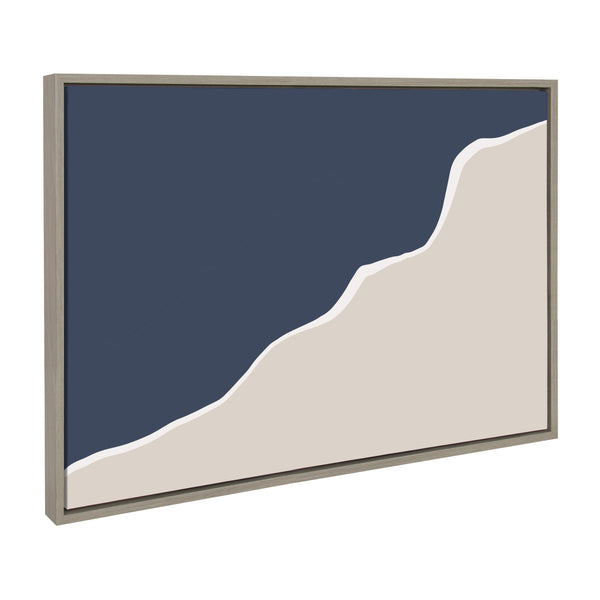 kate & laurel Sylvie Ocean and Beach Abstract Landscape Framed Canvas by The Creative Bunch Studio