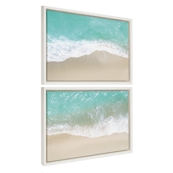 Kate & Laurel Sylvie Ocean Beach Fantasy Left And Right Framed Canvas By The Creative Bunch Studio