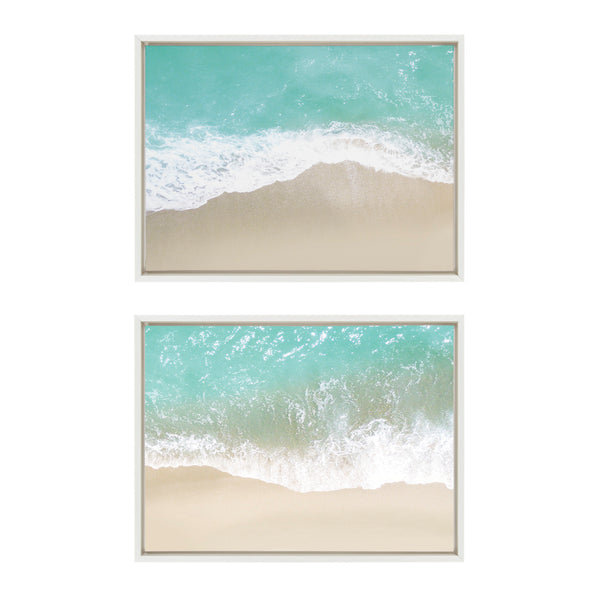Kate & Laurel Sylvie Ocean Beach Fantasy Left And Right Framed Canvas By The Creative Bunch Studio