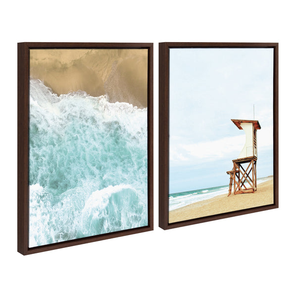 Kate & Laurel Sylvie Ocean Beach Framed Canvas Set By The Creative Bunch Studio