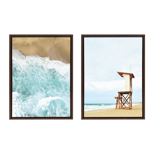 kate & laurel Sylvie Ocean Beach Framed Canvas Set by The Creative Bunch Studio