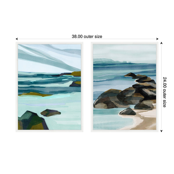 Kate & Laurel Sylvie Ocean Breeze Landscape - 2 Piece Framed Canvas Art Set By Nikita Jariwala