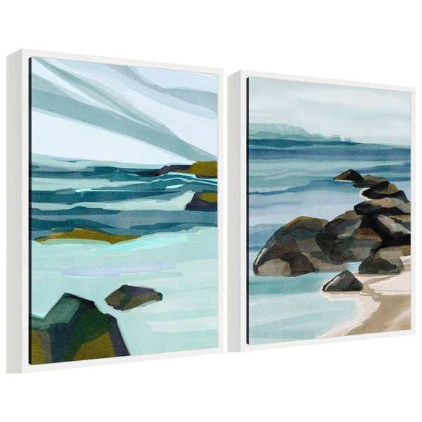 kate & laurel Sylvie Ocean Breeze Landscape - 2 Piece Framed Canvas Art Set by Nikita Jariwala