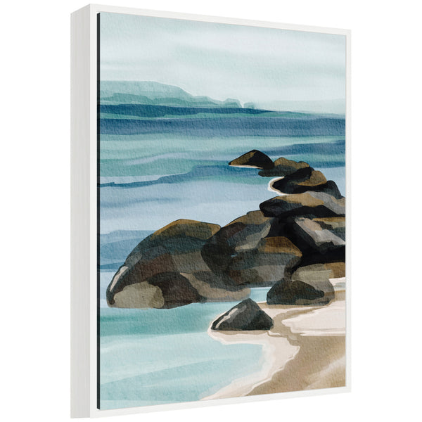 kate & laurel Sylvie Ocean Breeze ll Framed Canvas by Nikita Jariwala