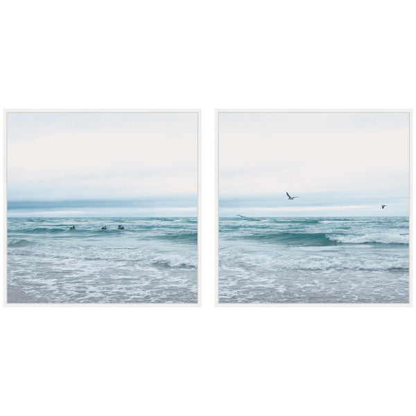 Kate & Laurel Sylvie Ocean Swim 1 And 2 Framed Canvas Art Set By Stephanie Klatt