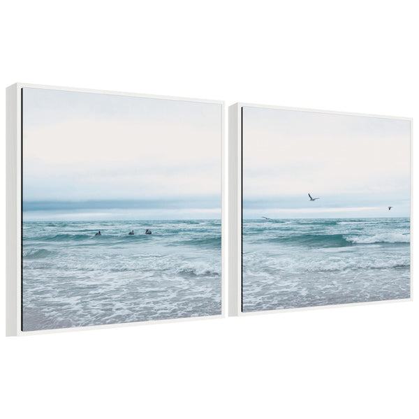 kate & laurel Sylvie Ocean Swim 1 and 2 Framed Canvas Art Set by Stephanie Klatt