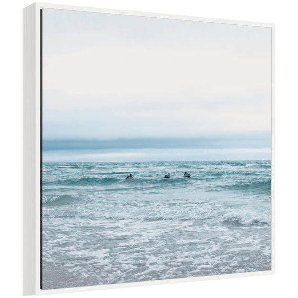 kate & laurel Sylvie Ocean Swim 1 Square Framed Canvas by Stephanie Klatt