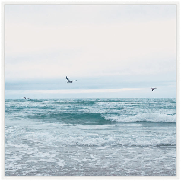 Kate & Laurel Sylvie Ocean Swim 2 Square Framed Canvas By Stephanie Klatt