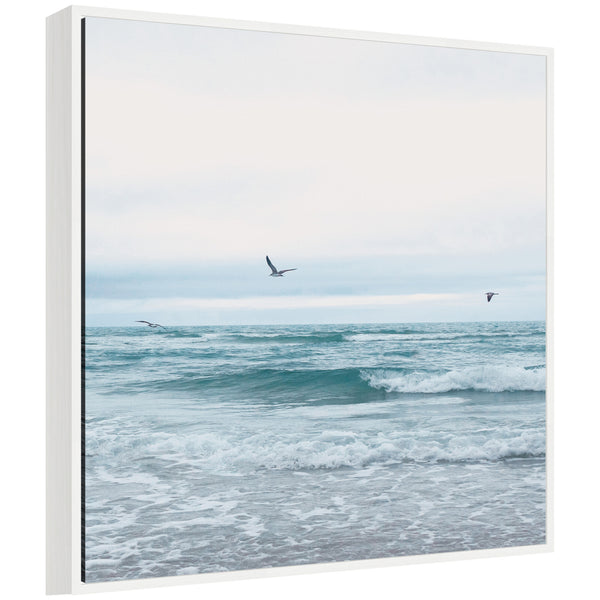 kate & laurel Sylvie Ocean Swim 2 Square Framed Canvas by Stephanie Klatt