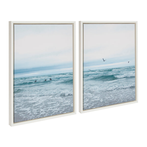Kate & Laurel Sylvie Ocean Swim Left And Right Framed Canvas By Stephanie Klatt