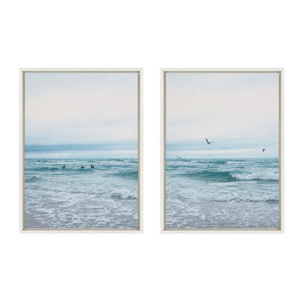 Kate & Laurel Sylvie Ocean Swim Left And Right Framed Canvas By Stephanie Klatt