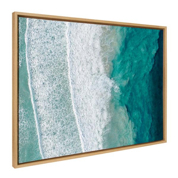Kate & Laurel Sylvie Ocean Waves By The Bay Framed Canvas By The Creative Bunch Studio