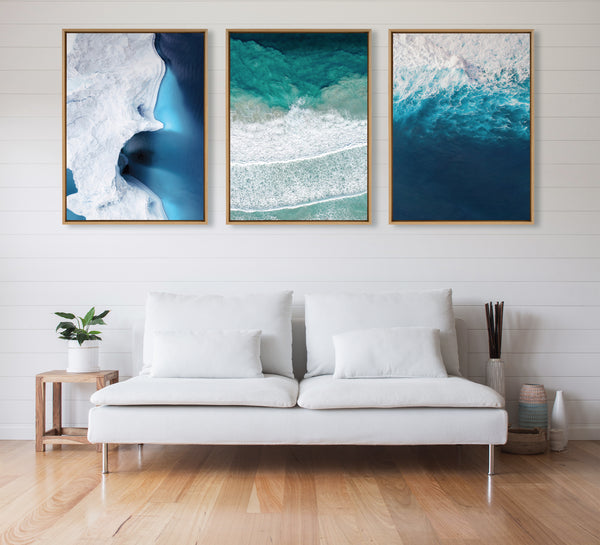 Kate & Laurel Sylvie Ocean Waves By The Bay Framed Canvas By The Creative Bunch Studio