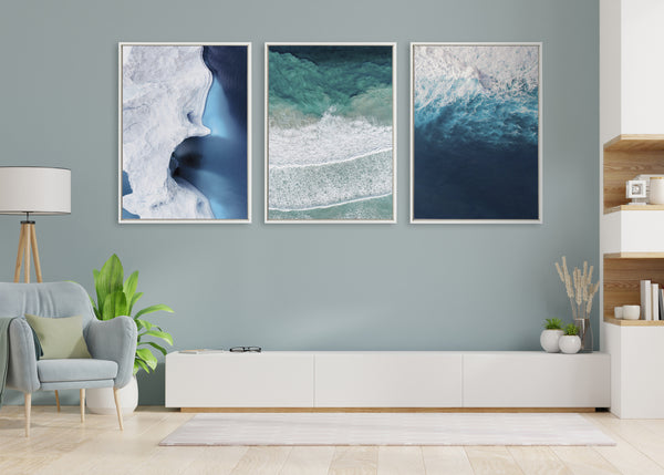 Kate & Laurel Sylvie Ocean Waves By The Bay Framed Canvas By The Creative Bunch Studio