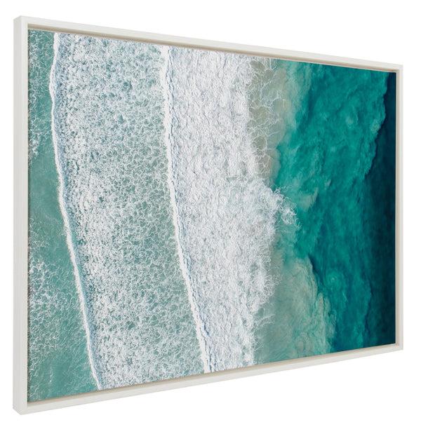 kate & laurel Sylvie Ocean Waves by the Bay Framed Canvas by The Creative Bunch Studio