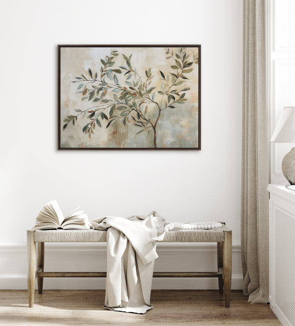 Kate & Laurel Sylvie Olive Tree Abstract Framed Canvas By The Creative Bunch Studio