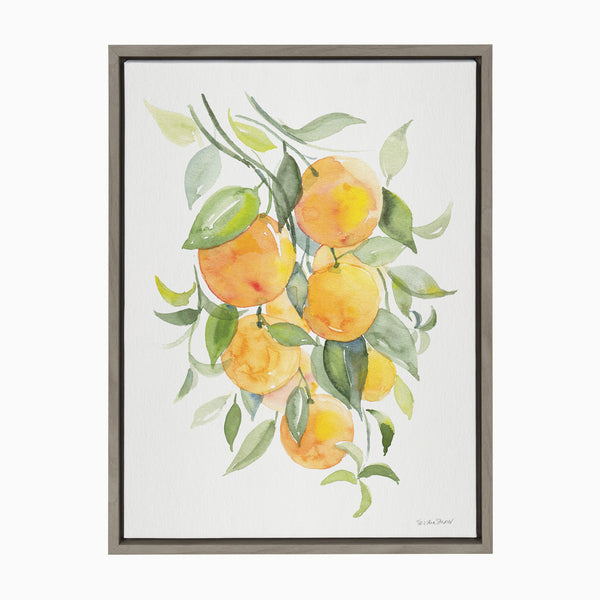 kate & laurel Sylvie Orange Citrus Framed Canvas by Patricia Shaw