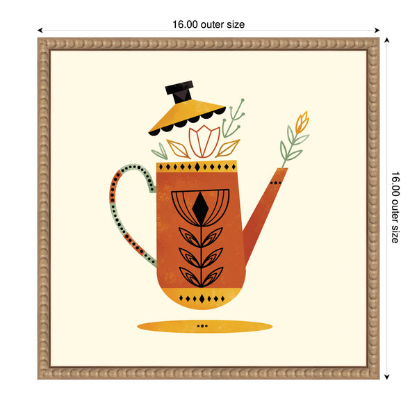 Kate & Laurel Sylvie Orange Kettle Framed Canvas By Amber Leaders