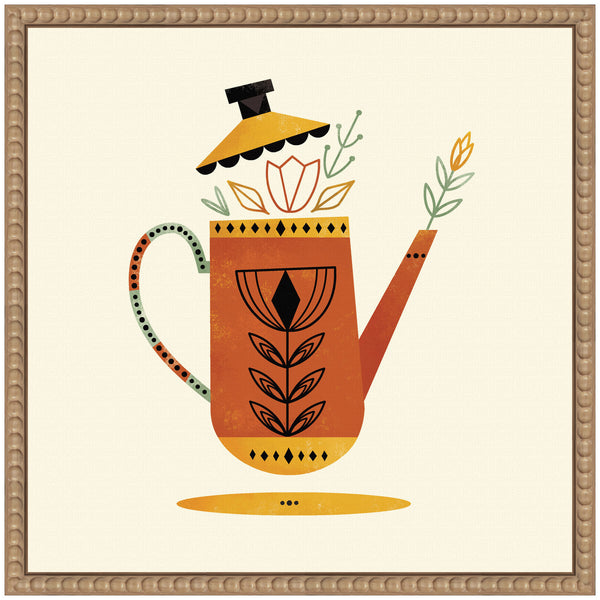 Kate & Laurel Sylvie Orange Kettle Framed Canvas By Amber Leaders