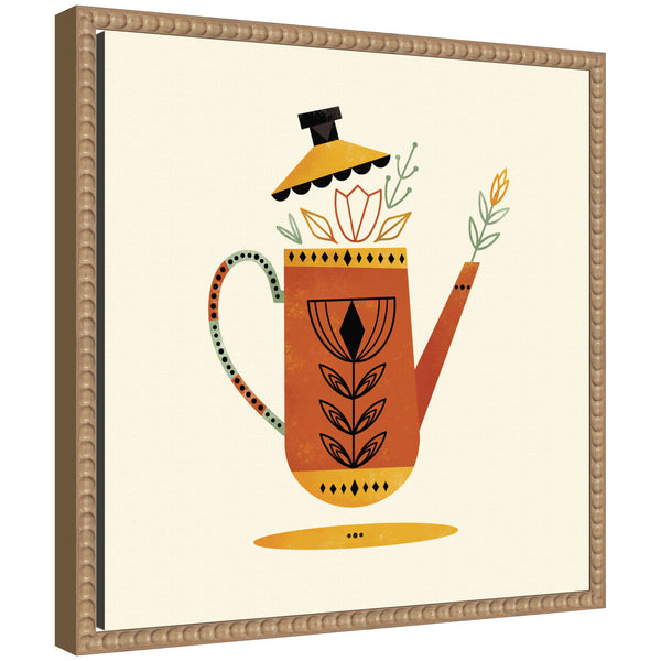 kate & laurel Sylvie Orange Kettle Framed Canvas by Amber Leaders