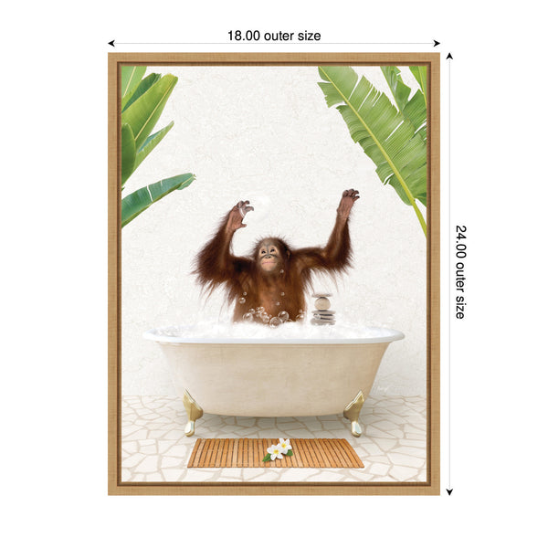 Kate & Laurel Sylvie Orangutan In Bali Bathtub Framed Canvas By Amy Peterson