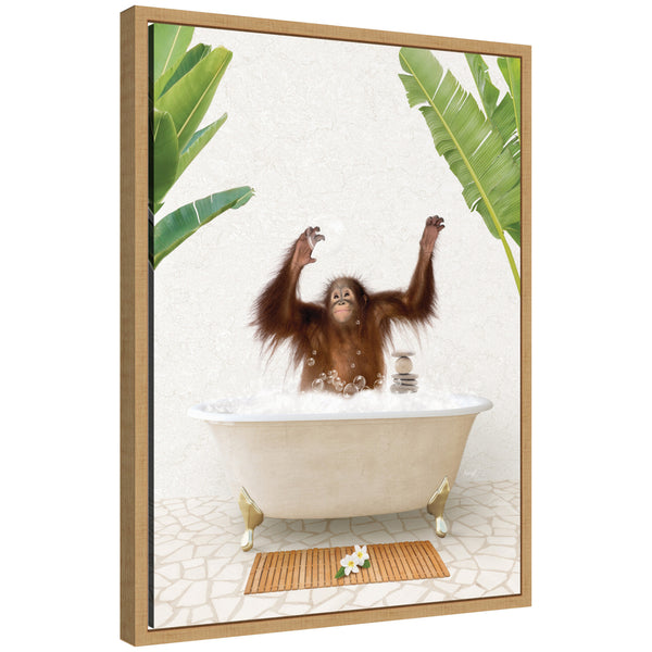 kate & laurel Sylvie Orangutan in Bali Bathtub Framed Canvas by Amy Peterson