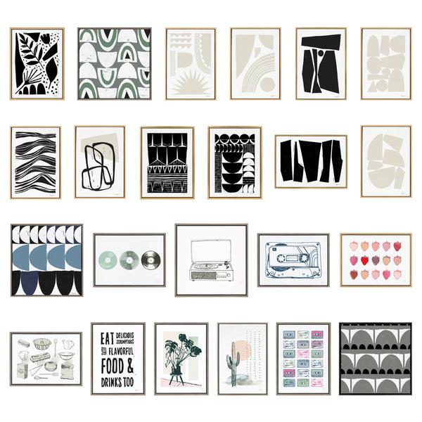 Kate & Laurel Sylvie Organic Lines BW Framed Canvas By Statement Goods