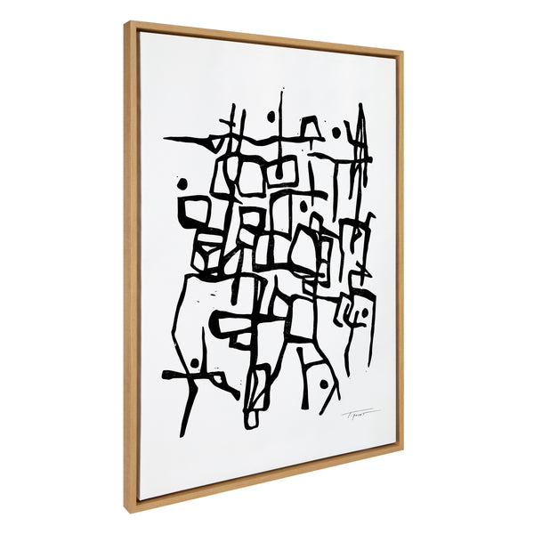 kate & laurel Sylvie Organic Lines BW Framed Canvas by Statement Goods