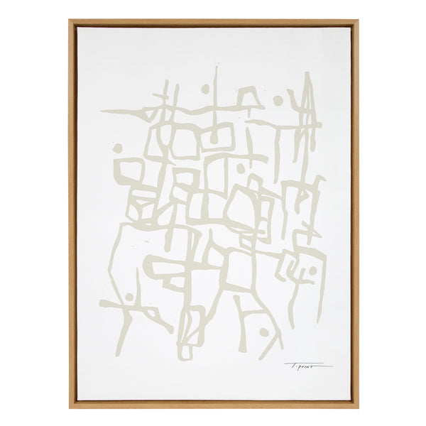 Kate & Laurel Sylvie Organic Lines Neutral Framed Canvas By Statement Goods