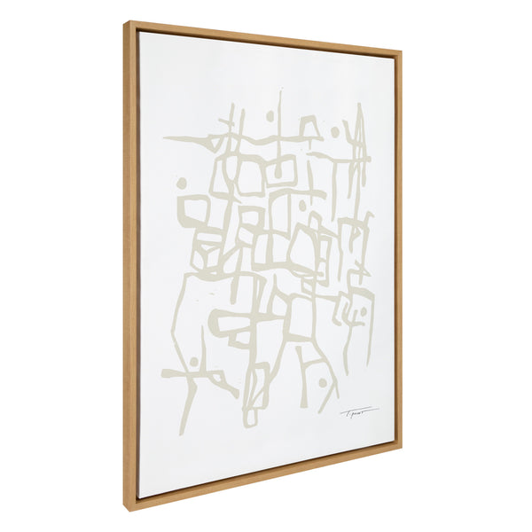 kate & laurel Sylvie Organic Lines Neutral Framed Canvas by Statement Goods