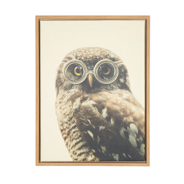 kate & laurel Sylvie Owl Wearing Glasses Framed Canvas by F2 Images