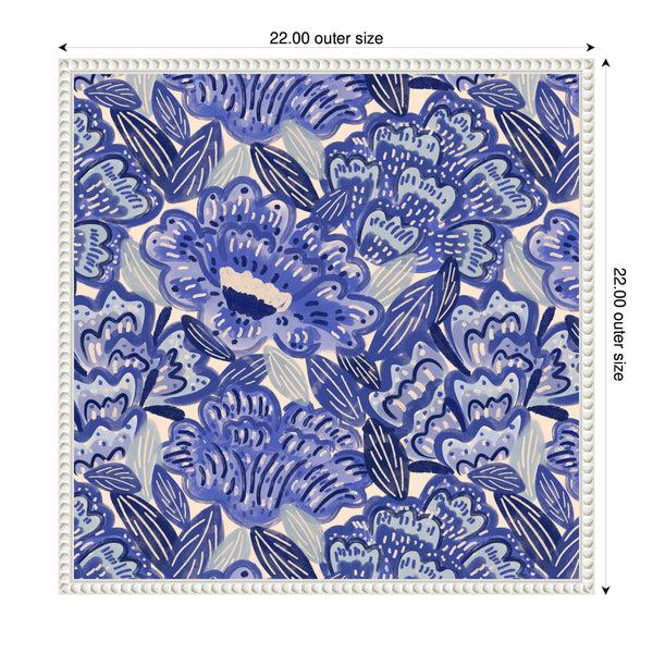 Kate & Laurel Sylvie Painted Flowers Blue Framed Canvas By Carrie Cantwell