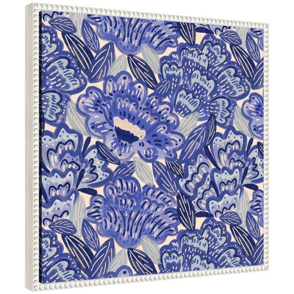 kate & laurel Sylvie Painted Flowers Blue Framed Canvas by Carrie Cantwell