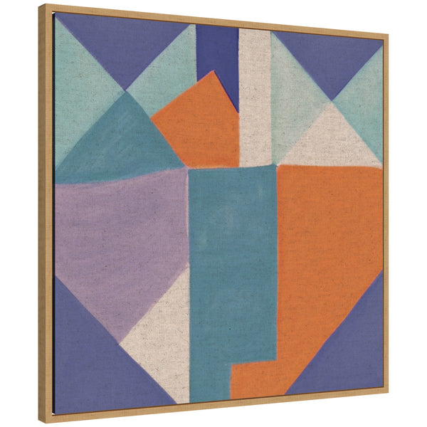 kate & laurel Sylvie Painterly Soft Geometric Shapes Neutral Linen Framed Canvas by The Creative Bunch Studio