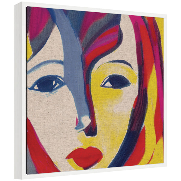 kate & laurel Sylvie Painterly Soft Shapes Portrait Neutral Linen Framed Canvas by The Creative Bunch Studio