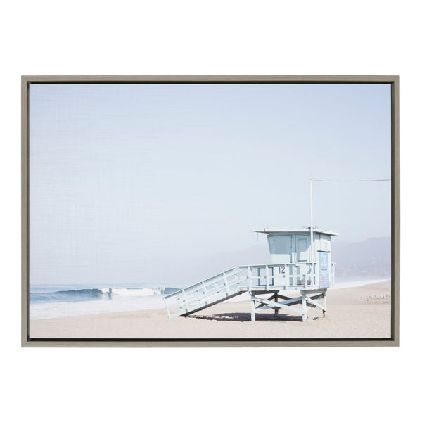 Kate & Laurel Sylvie Pale Blue Life Guard Tower Framed Canvas By Caroline Mint