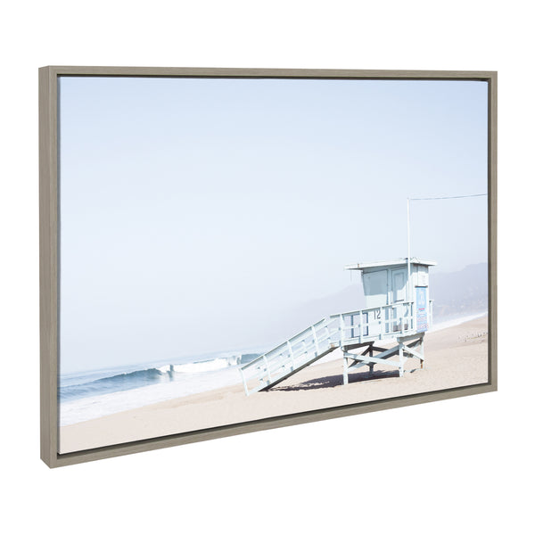 Kate & Laurel Sylvie Pale Blue Life Guard Tower Framed Canvas By Caroline Mint