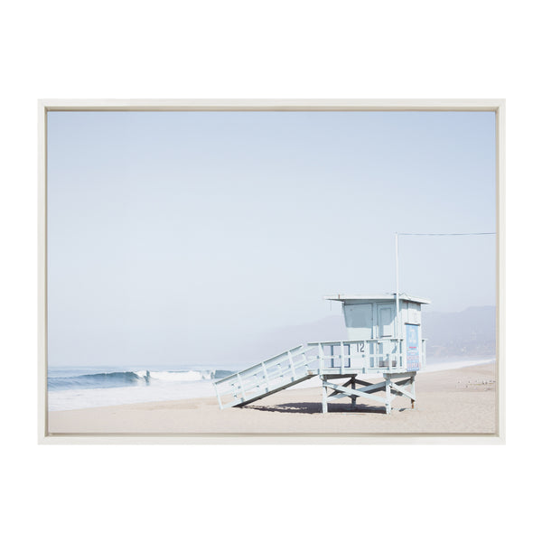 kate & laurel Sylvie Pale Blue Life Guard Tower Framed Canvas by Caroline Mint