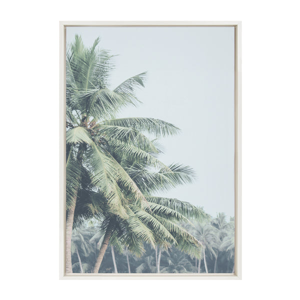 Kate & Laurel Sylvie Pale Green Coconut Palm Trees Framed Canvas By The Creative Bunch Studio