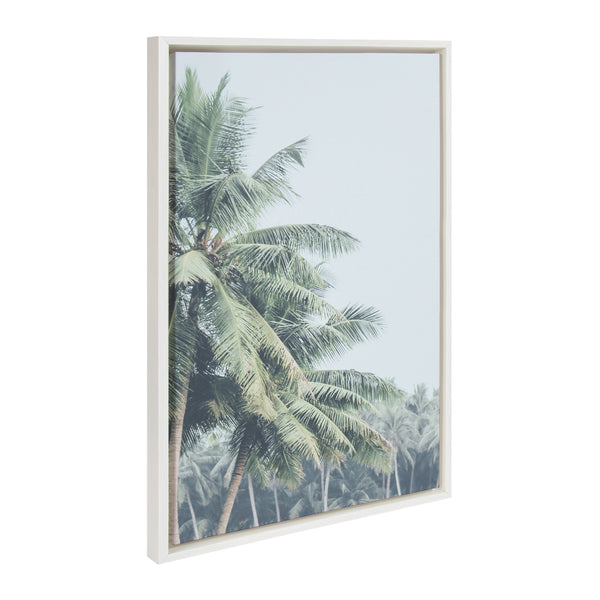 Kate & Laurel Sylvie Pale Green Coconut Palm Trees Framed Canvas By The Creative Bunch Studio