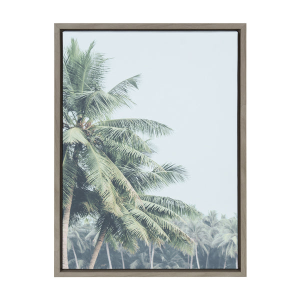 kate & laurel Sylvie Pale Green Coconut Palm Trees Framed Canvas by The Creative Bunch Studio