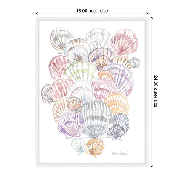 Kate & Laurel Sylvie Pale Pastel Shells Framed Canvas By Patricia Shaw